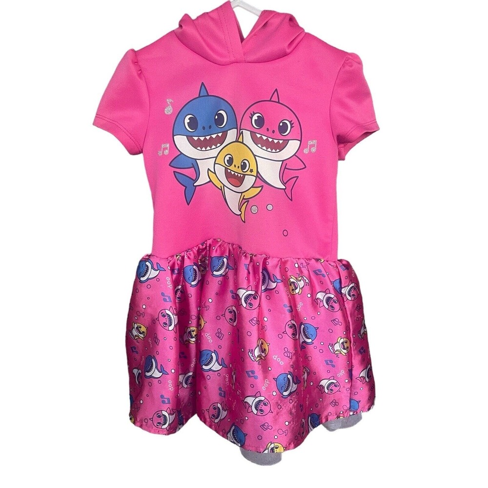 Pinkfong Baby Shark Dress Toddler 3T Pink Hooded Layered Costume Birthday